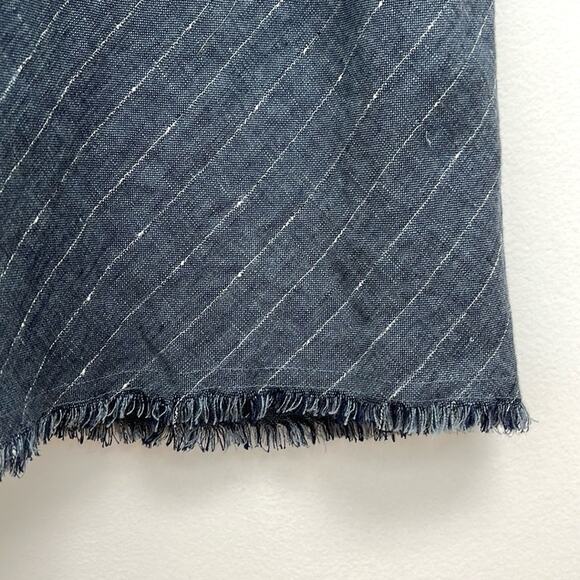 ATM Anthony Thomas Melillo Linen Racerback Metallic Stripe Chambray Dress - Med - Picture 10 of 14